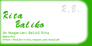 rita baliko business card